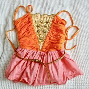 Totally Adorable Rare Manoush Top Shirt Halter Orange Gold Peach Pink S